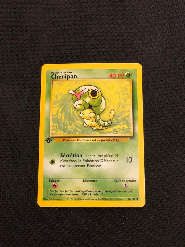 Carte Pokemon-Chenipan 45/102 Édition 1-Set De Base-FR-Excellente