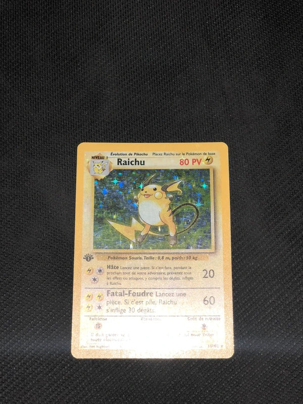 Carte Pokemon-Raichu 14/102 Holo Édition 1-Set De Base-FR-Excellente