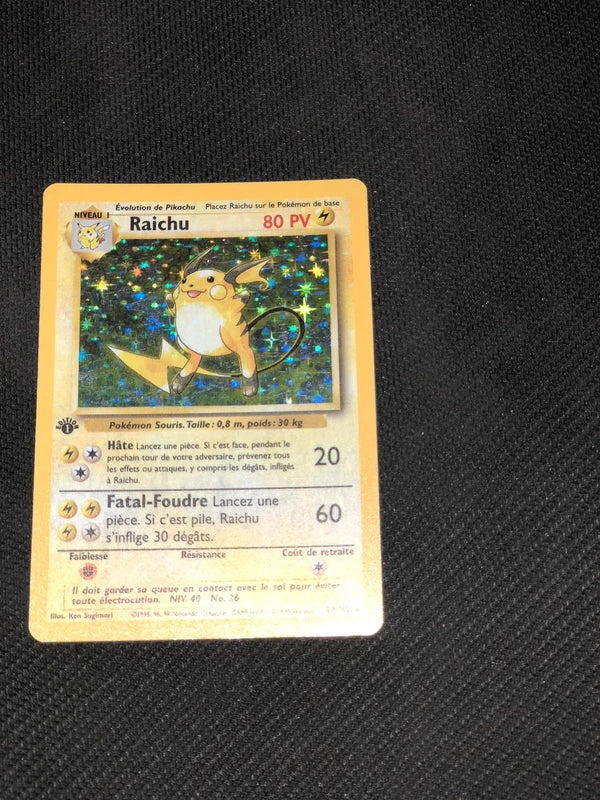 Carte Pokemon-Raichu 14/102 Holo Édition 1-Set De Base-FR-Excellente