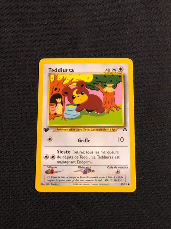 Carte Pokemon-Teddiursa 65/75 Édition 1-Neo Discovery-FR-Excellente