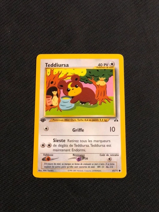 Carte Pokemon-Teddiursa 65/75 Édition 1-Neo Discovery-FR-Excellente