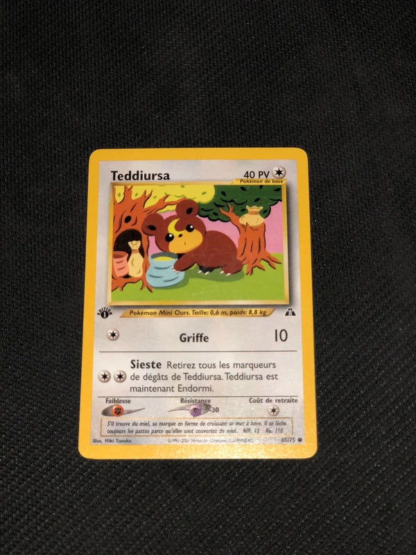 Carte Pokemon-Teddiursa 65/75 Édition 1-Neo Discovery-FR-Excellente