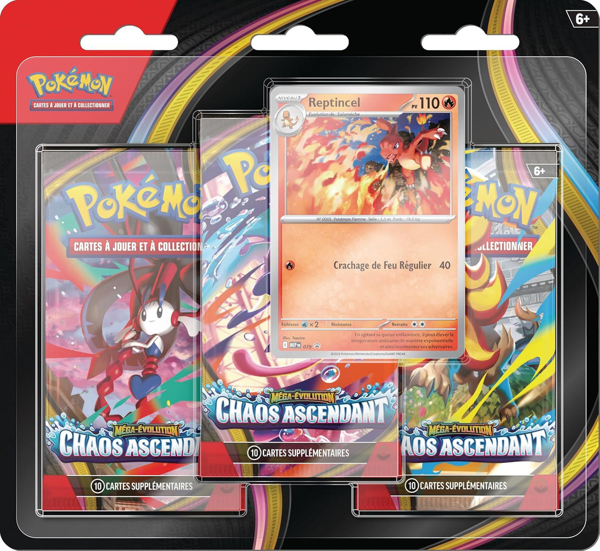 Booster Pokemon Tripack 3 Boosters Chaos Ascendant FR Reptincel Scellé
